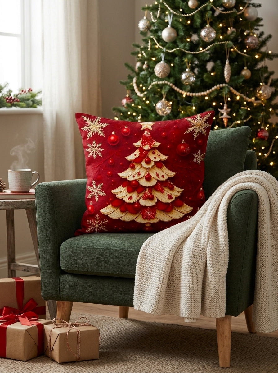 Red Christmas Printed Cushion Covers