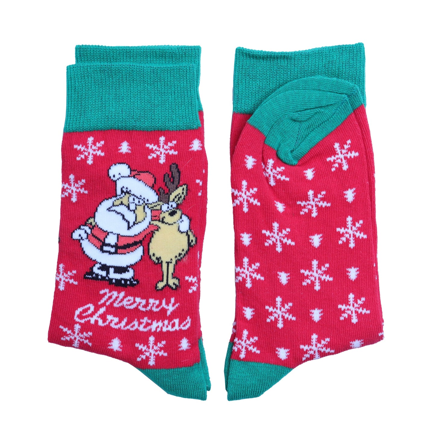 Santa and Rudolph Christmas Socks