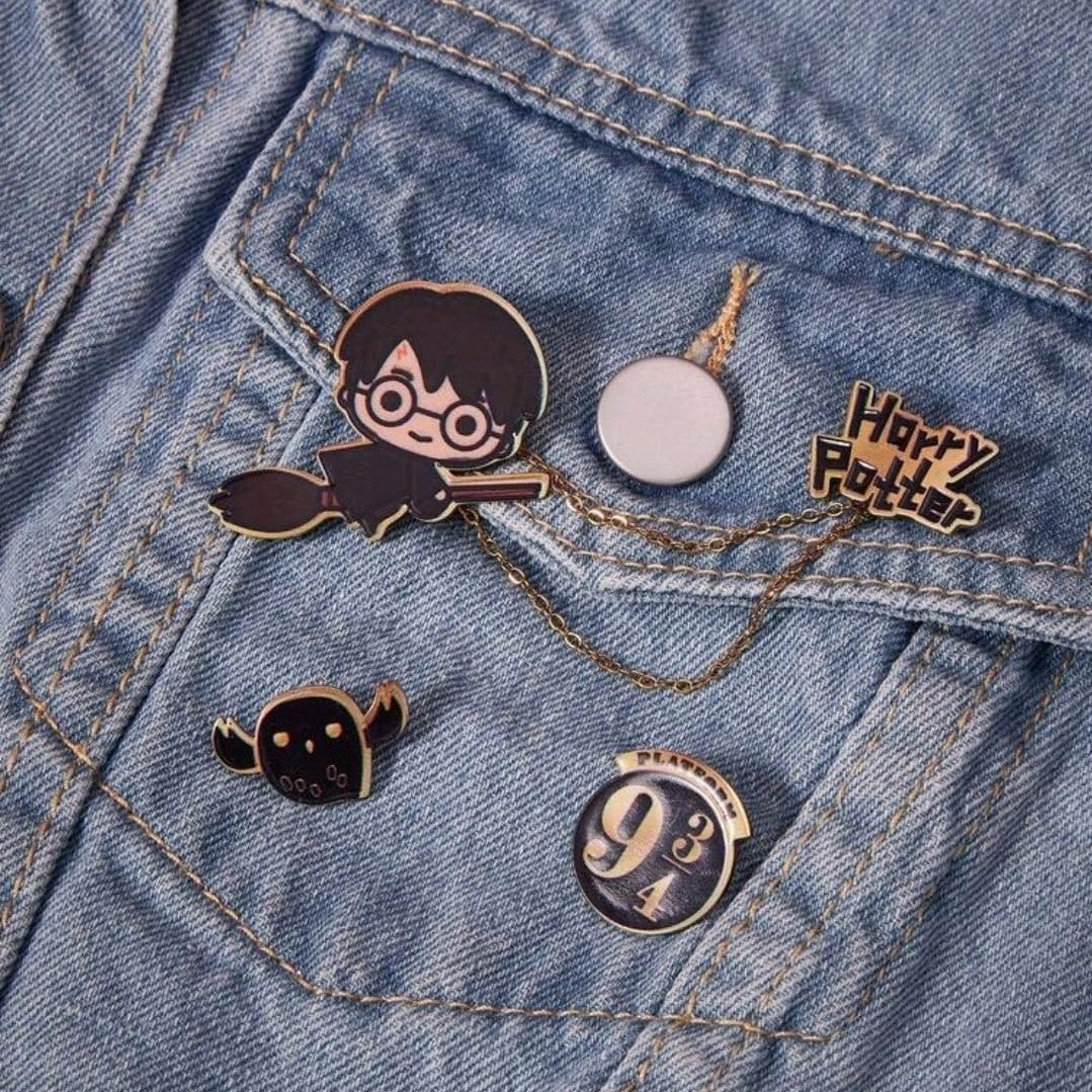 Harry Potter Inspired Enamel Pin Brooch – Wizard Charm Set