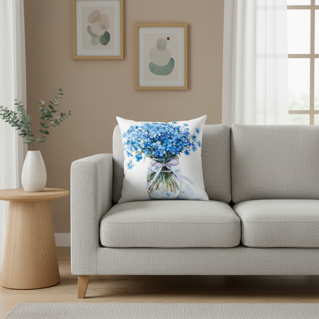 Blue Floral Home Pillow Covers