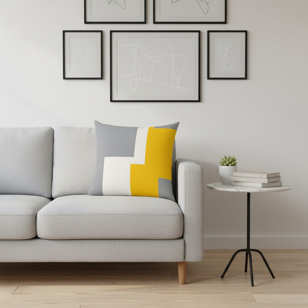 Minimalist Yellow & Gray Pillow Covers