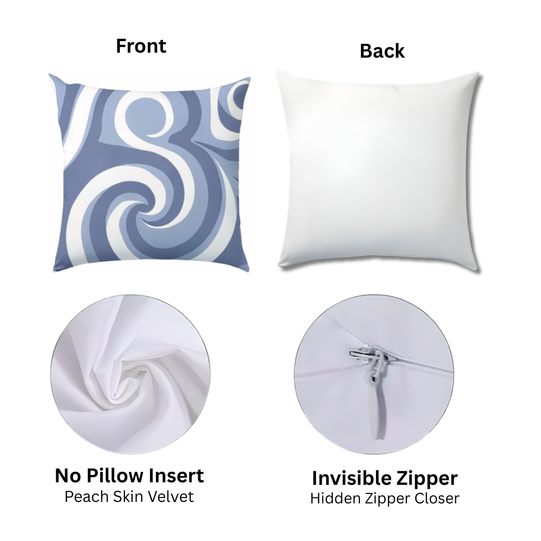 Abstract Blue-Gray Leaf Cushion Cover