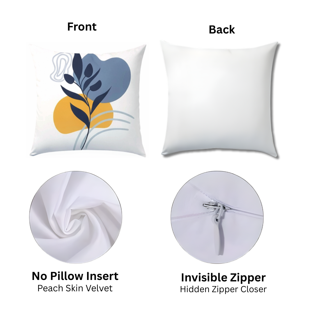 Abstract Blue-Gray Leaf Cushion Cover