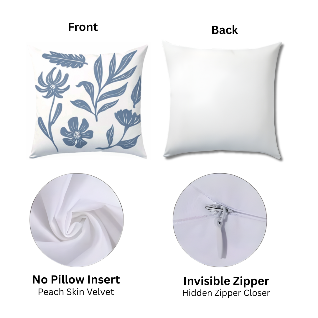 Abstract Blue-Gray Leaf Cushion Cover