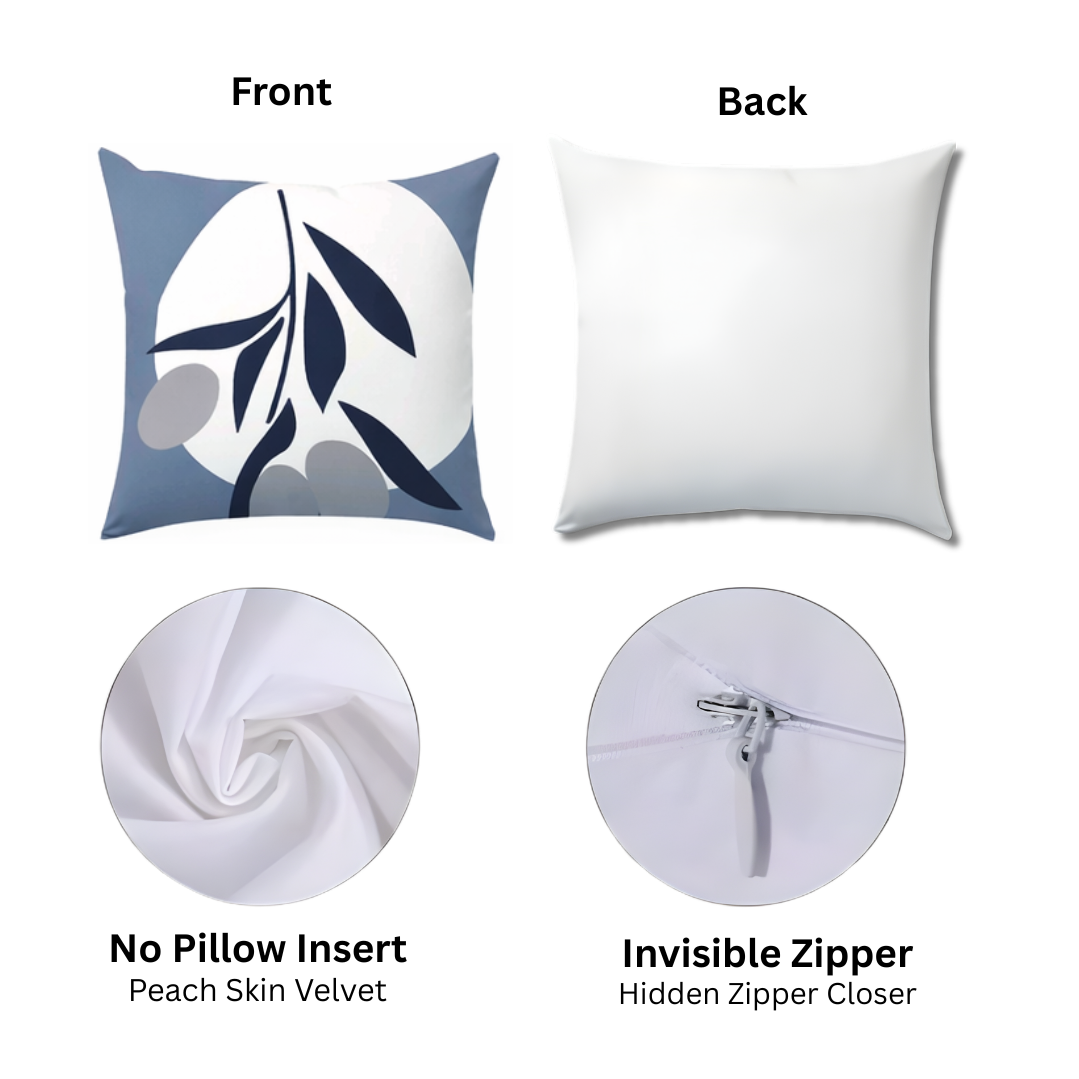Abstract Blue-Gray Leaf Cushion Cover