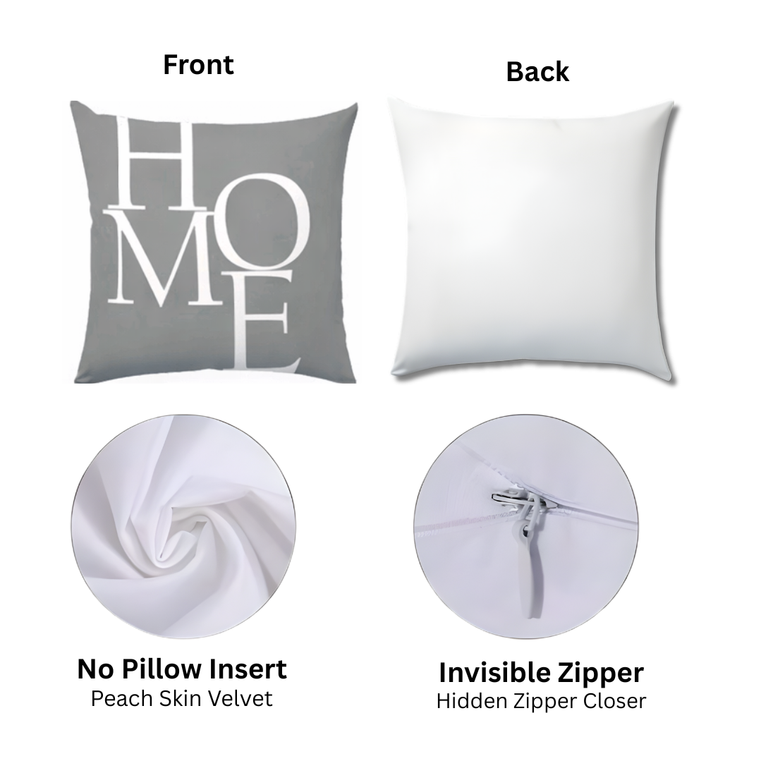 Gray & White "Home" Pillow Covers