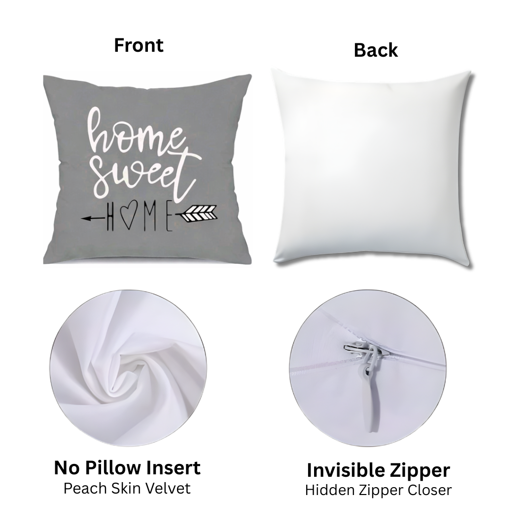 Grey "Home Sweet Home" Pillow Covers