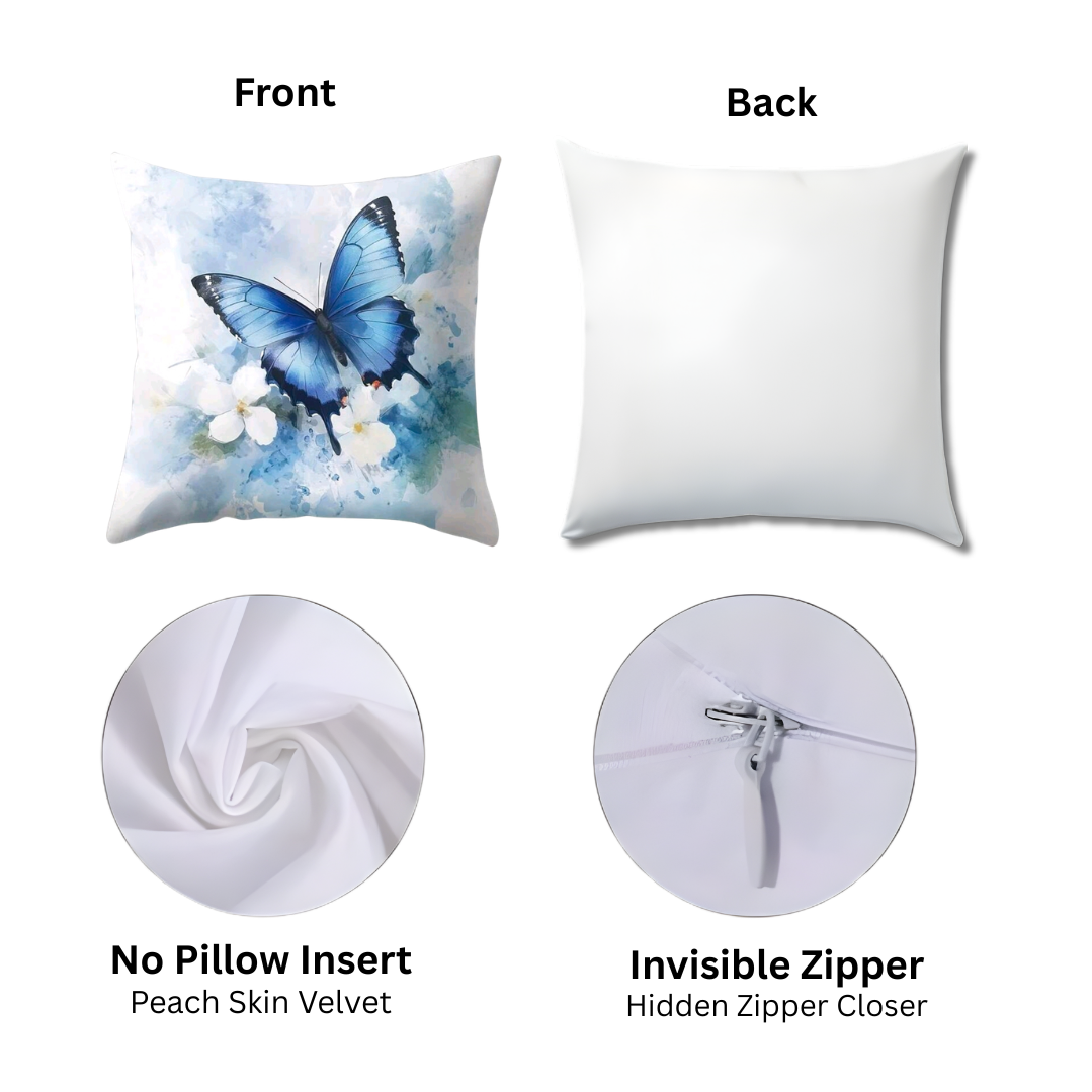 Blue Butterfly Pattern Pillow Covers