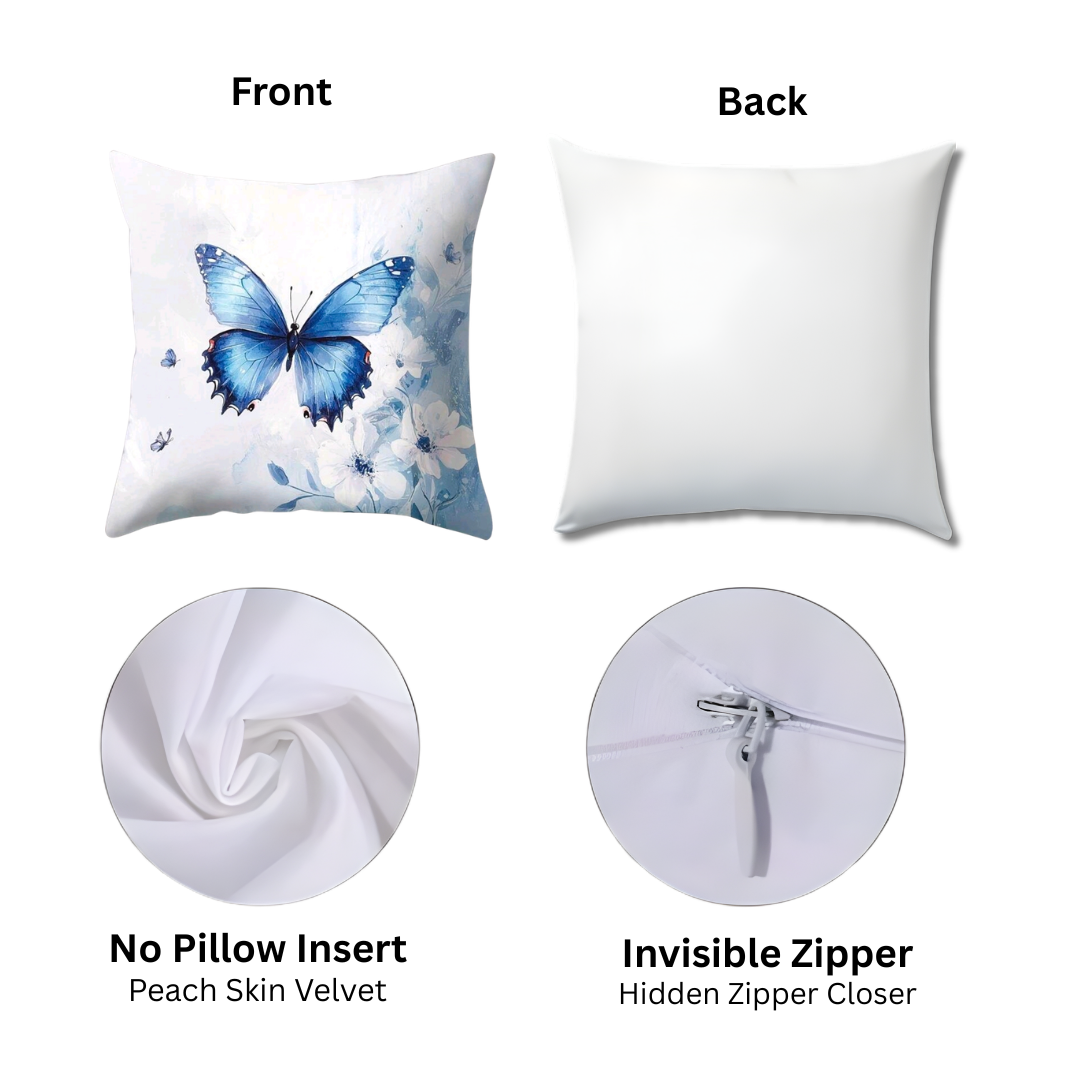 Blue Butterfly Pattern Pillow Covers