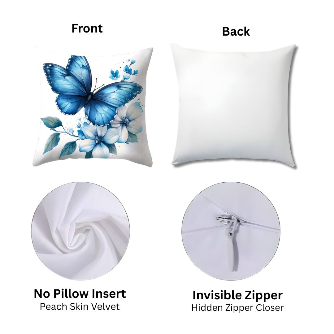 Blue Butterfly Pattern Pillow Covers