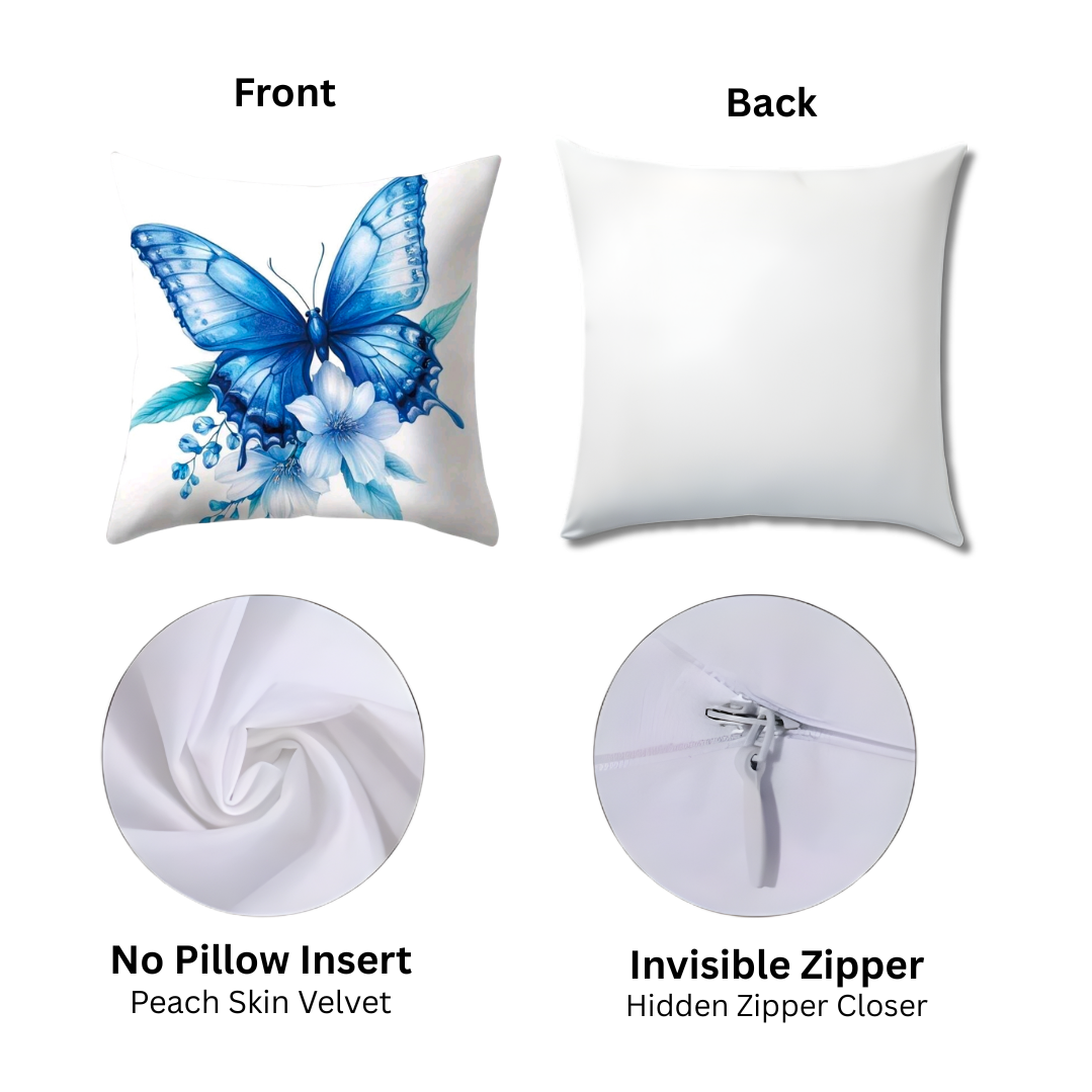 Blue Butterfly Pattern Pillow Covers
