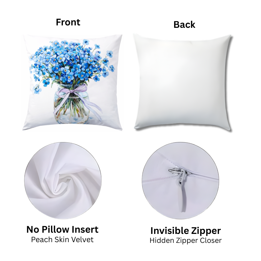 Blue Floral Home Pillow Covers
