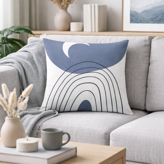 Abstract Blue-Gray Leaf Cushion Cover