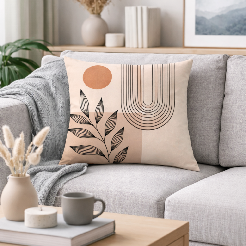 Abstract Brown Leaf Cushion Cover