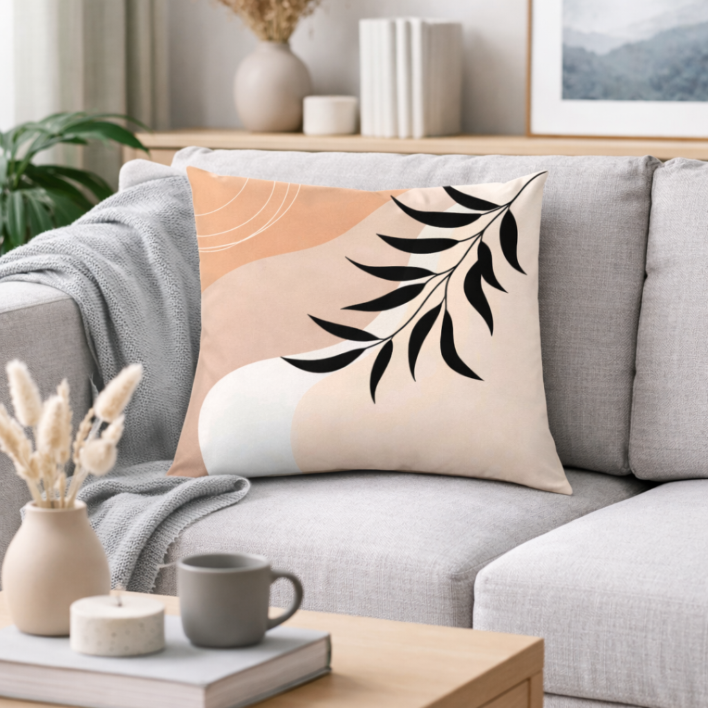 Abstract Brown Leaf Cushion Cover