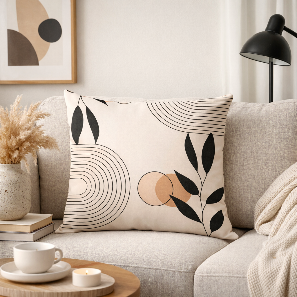 Abstract Brown Leaf Cushion Cover