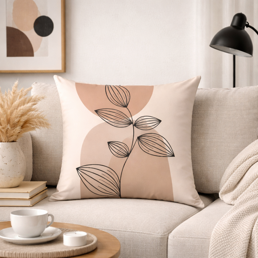 Abstract Brown Leaf Cushion Cover