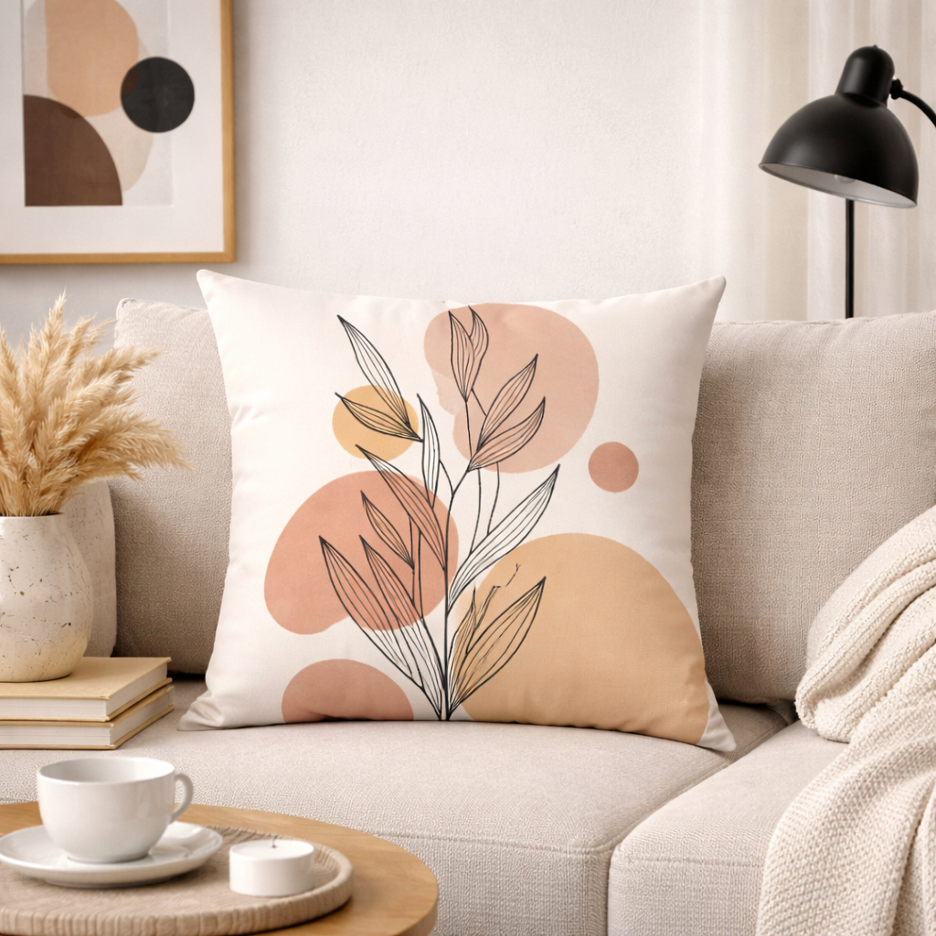 Abstract Brown Leaf Cushion Cover