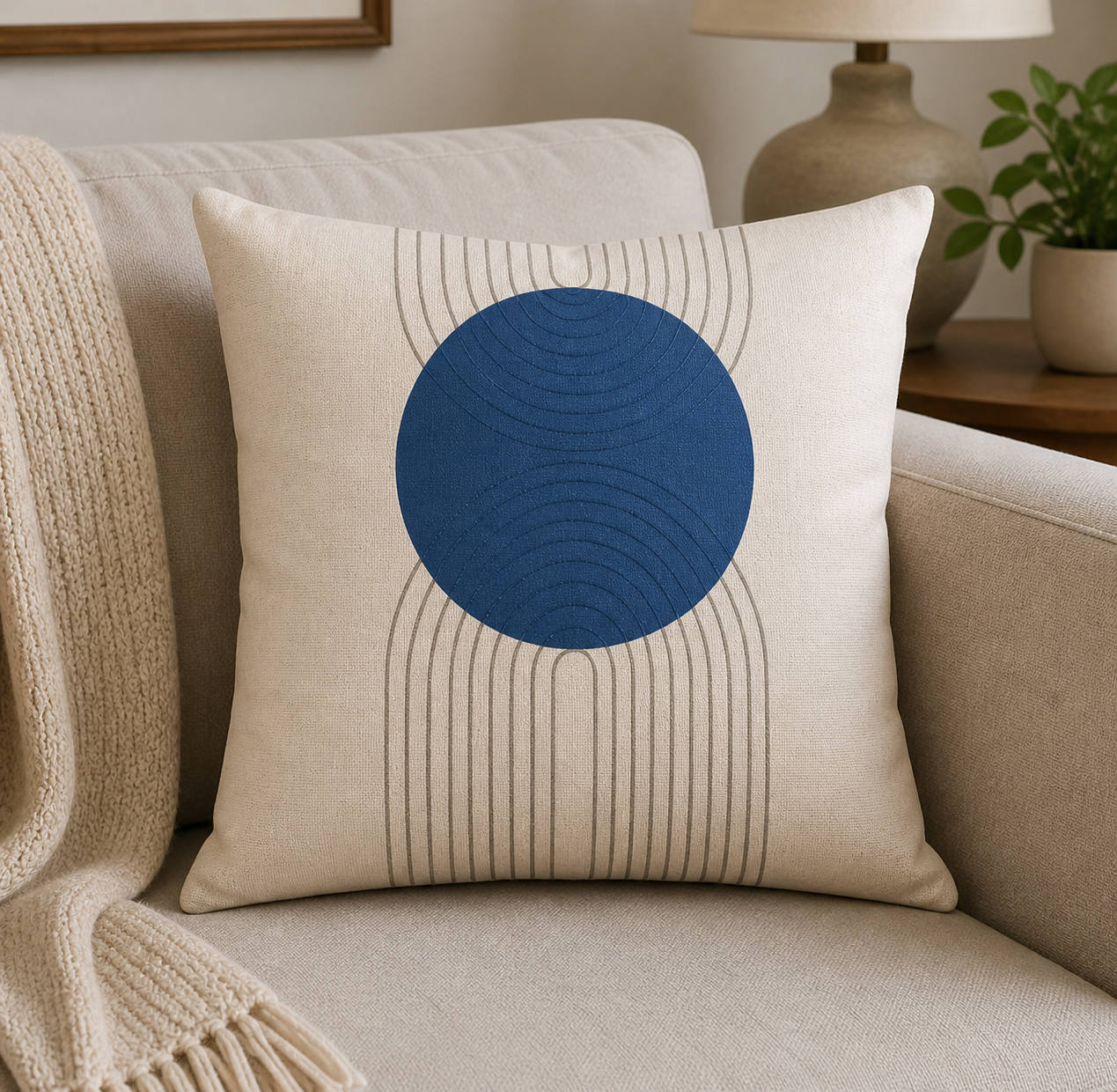 Modern Blue & Beige Decorative Cushion Cover