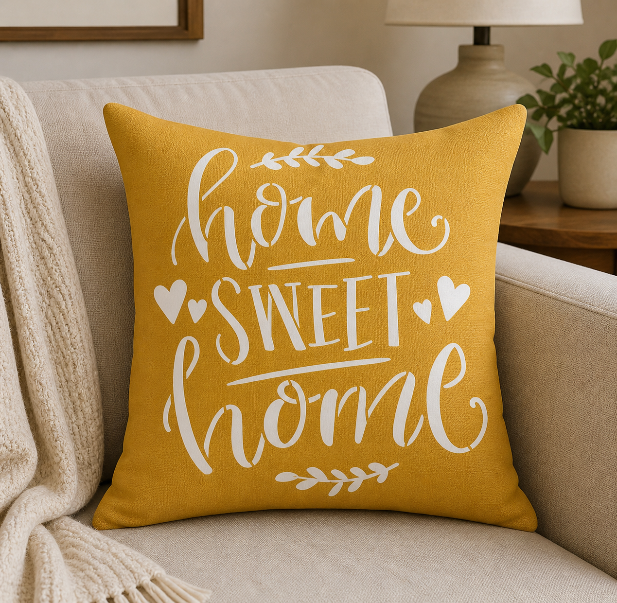 Mustard Yellow Floral Decorative Cushion Cover