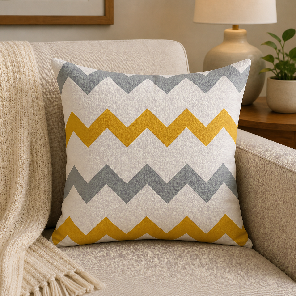 Mustard Yellow Floral Decorative Cushion Cover
