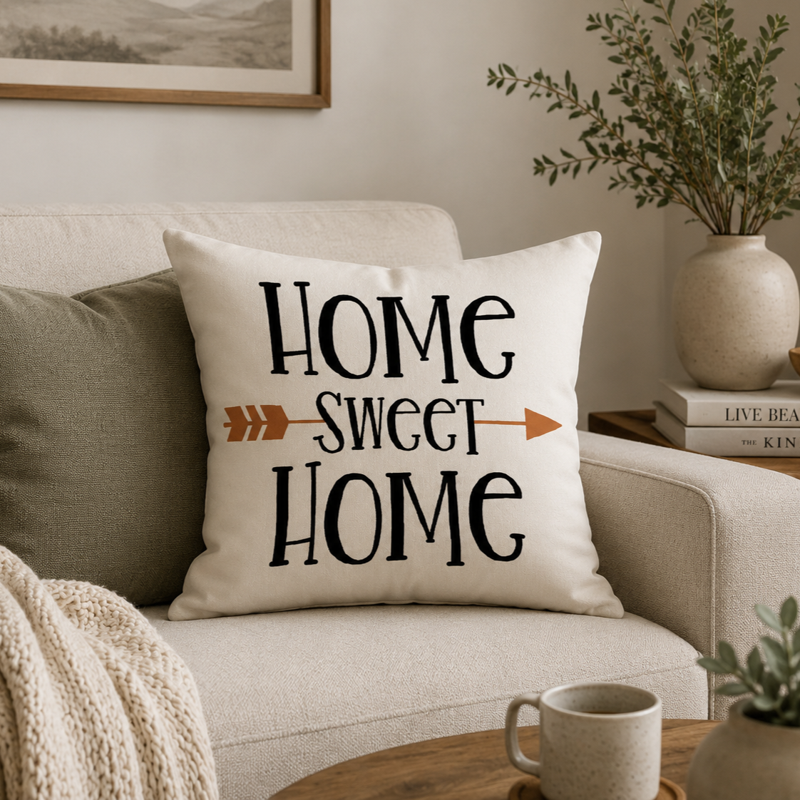 Beige Abstract Geometric Throw Pillow Covers