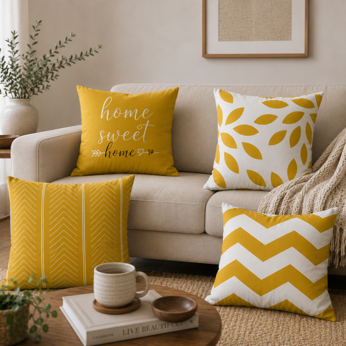 Yellow Modern Decorative Cushion Covers