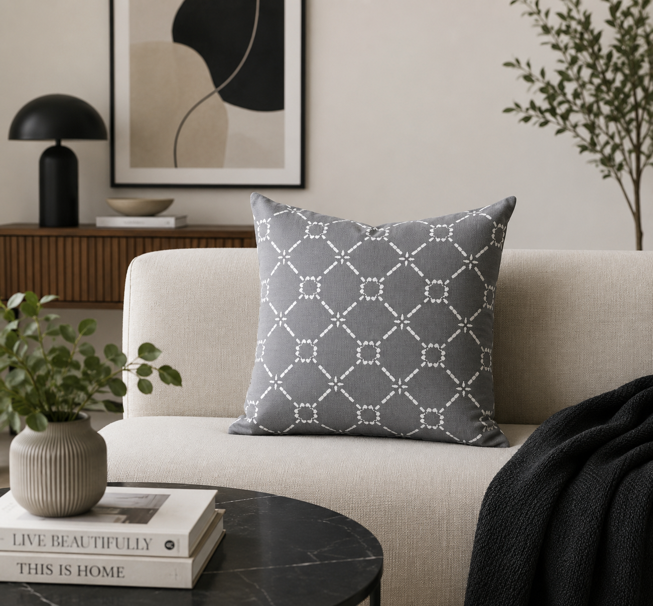 Luxury Grey & White Decorative Pillows