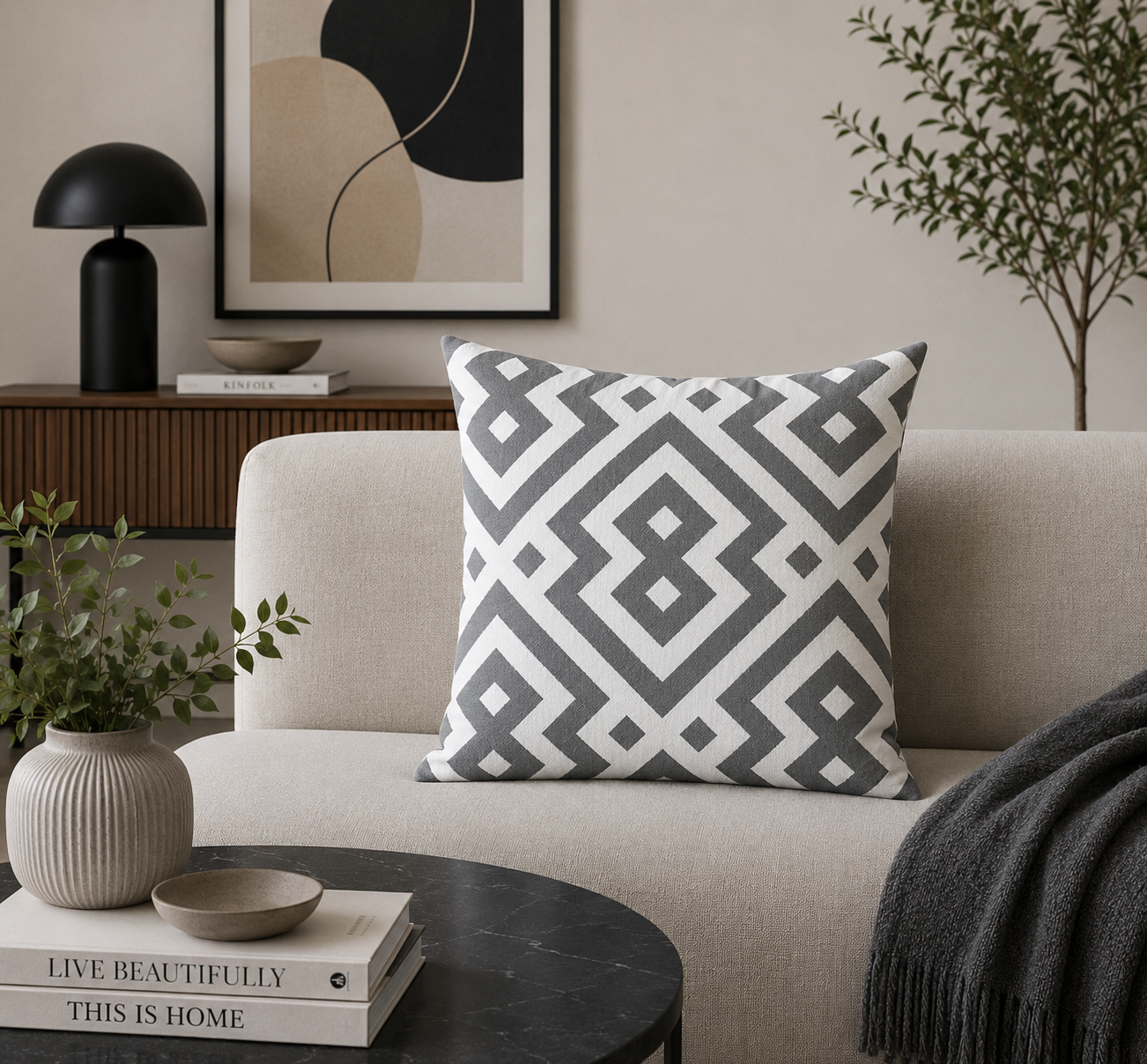 Luxury Grey & White Decorative Pillows