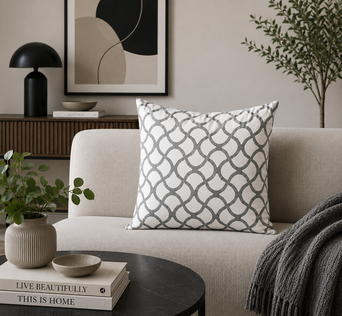Luxury Grey & White Decorative Pillows
