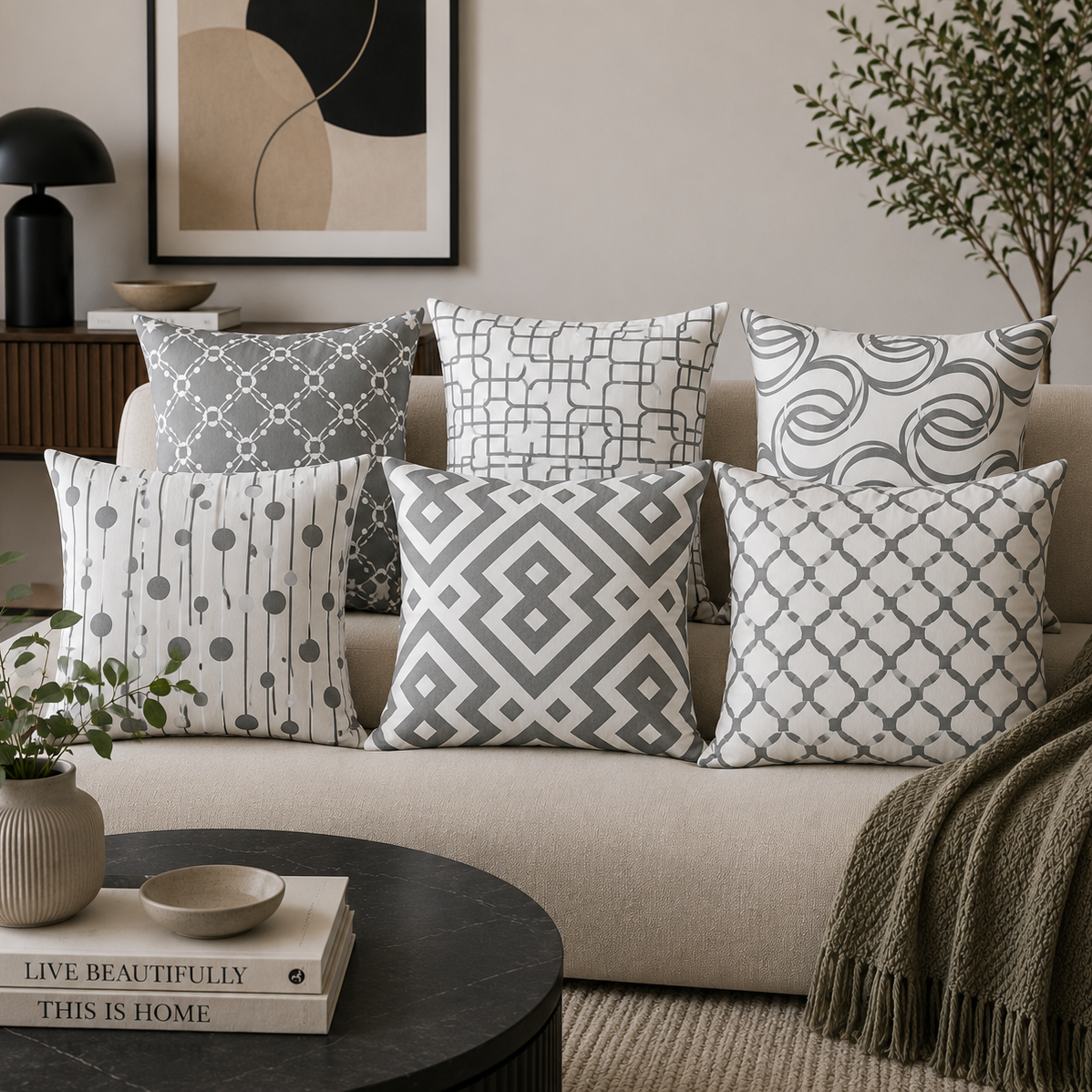 Luxury Grey & White Decorative Pillows