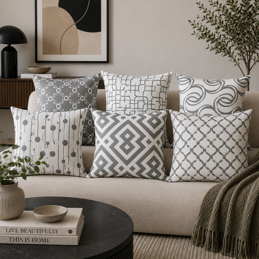 Luxury Grey & White Decorative Pillows