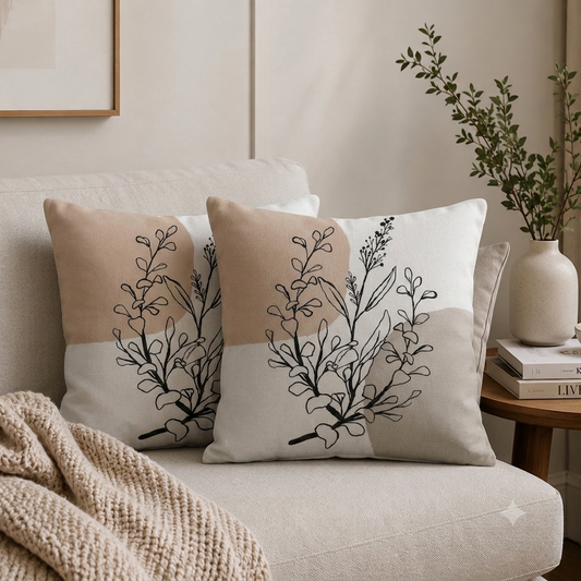 Beige Abstract Geometric Throw Pillow Covers