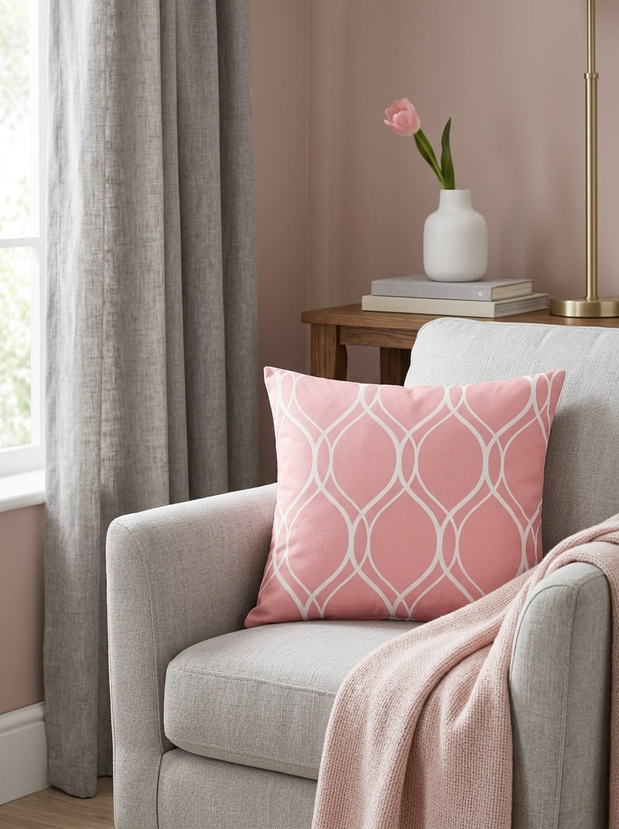 Pink Geometric & Typographic Cushion Covers