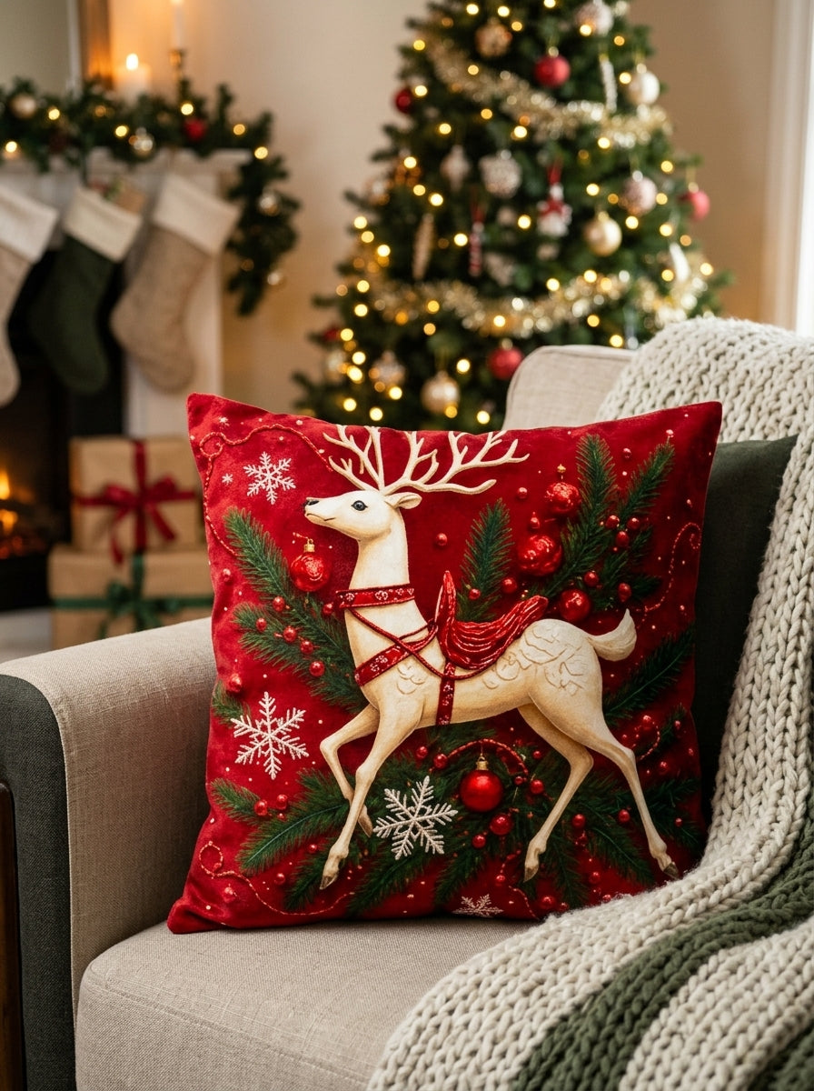 Red Christmas Printed Cushion Covers