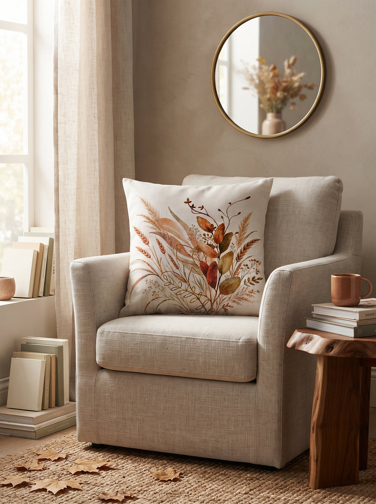 Autumn Botanical & Typographic Cushion Covers