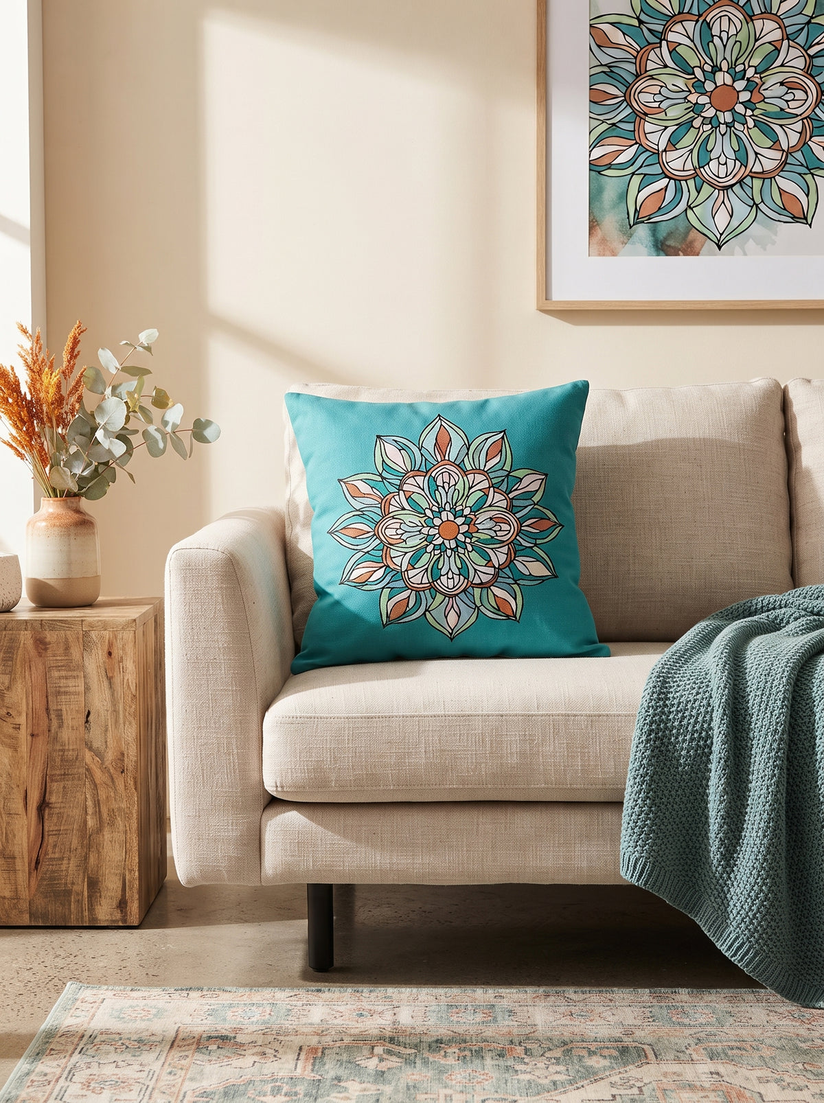 Vibrant Mandala Floral Cushion Cover
