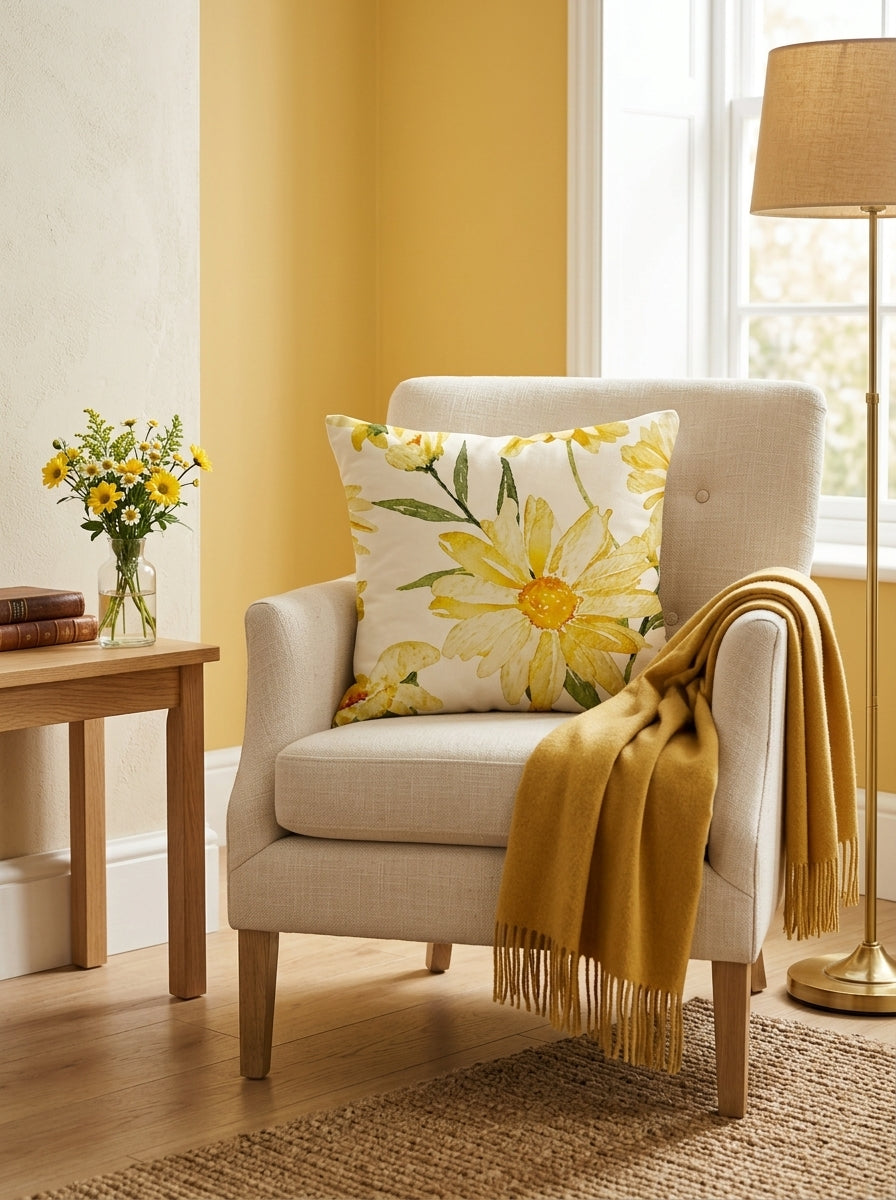 Yellow Floral Cushion Covers
