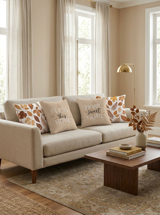 Neutral & Autumn Typographic Cushion Covers