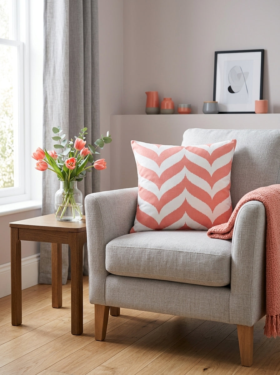 Pink Geometric & Typographic Cushion Covers