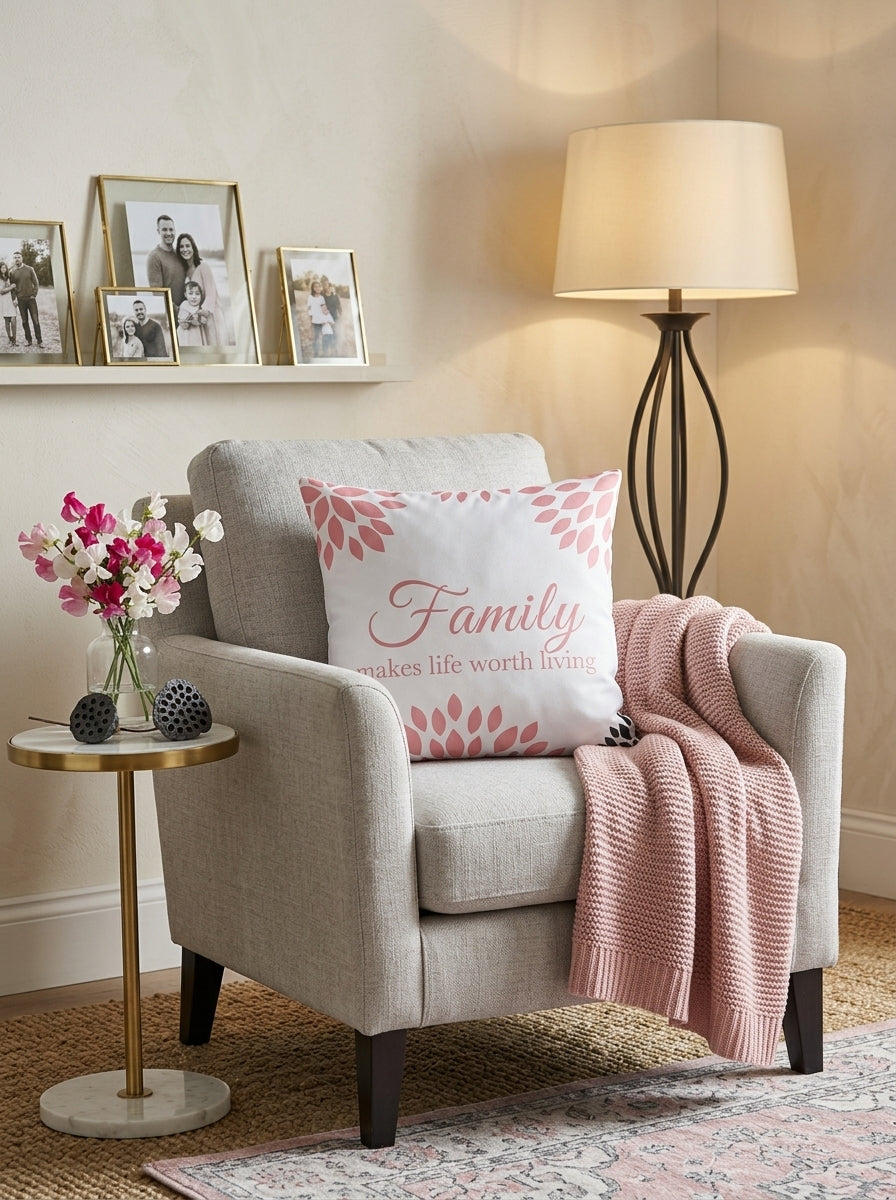 Pink Geometric & Typographic Cushion Covers