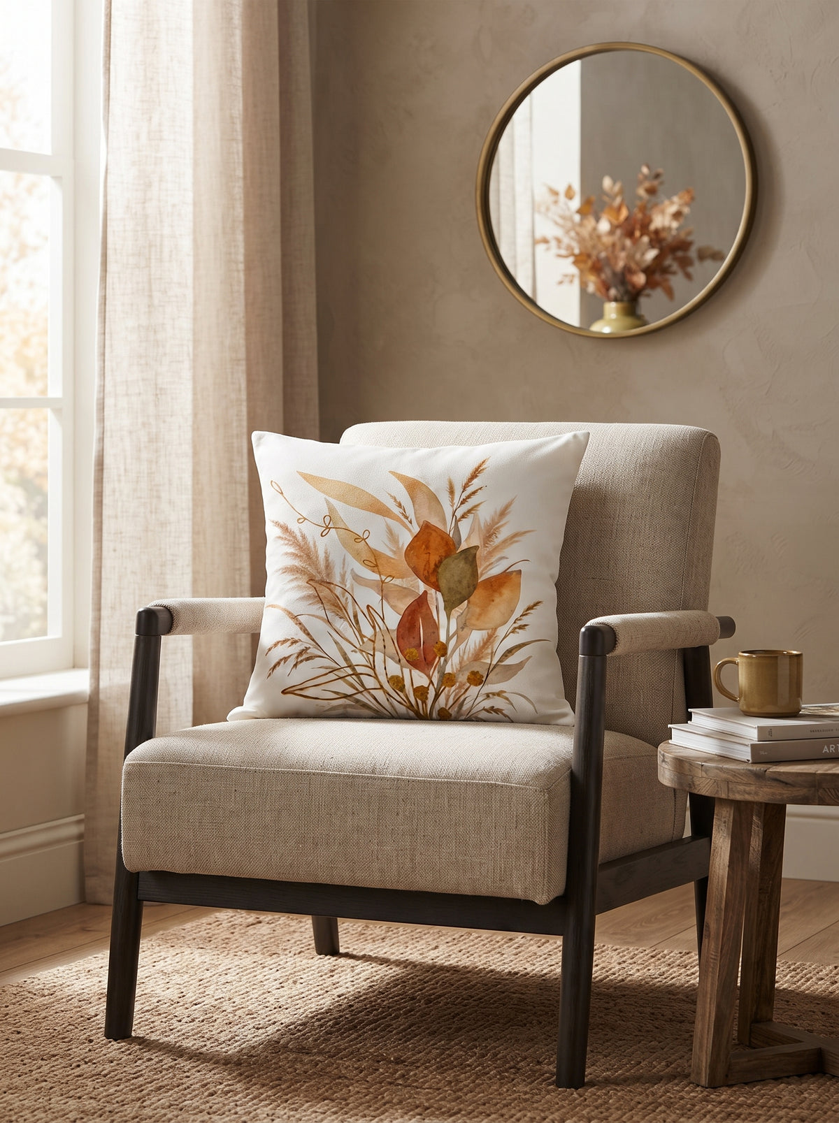 Autumn Botanical & Typographic Cushion Covers