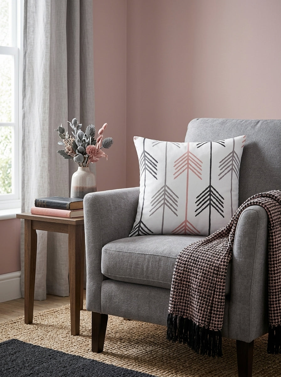 Pink Geometric & Typographic Cushion Covers