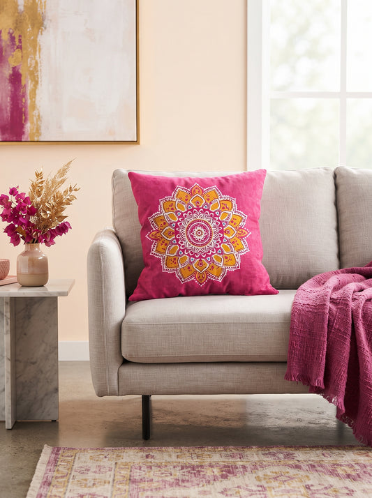 Vibrant Mandala Floral Cushion Cover