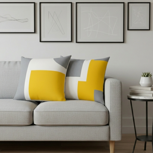 Minimalist Yellow & Gray Pillow Covers