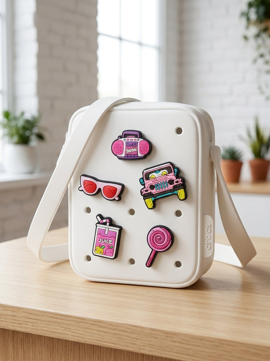 Retro Glam Jibbitz Charm Pack – 5-Piece Barbie-Inspired Charms