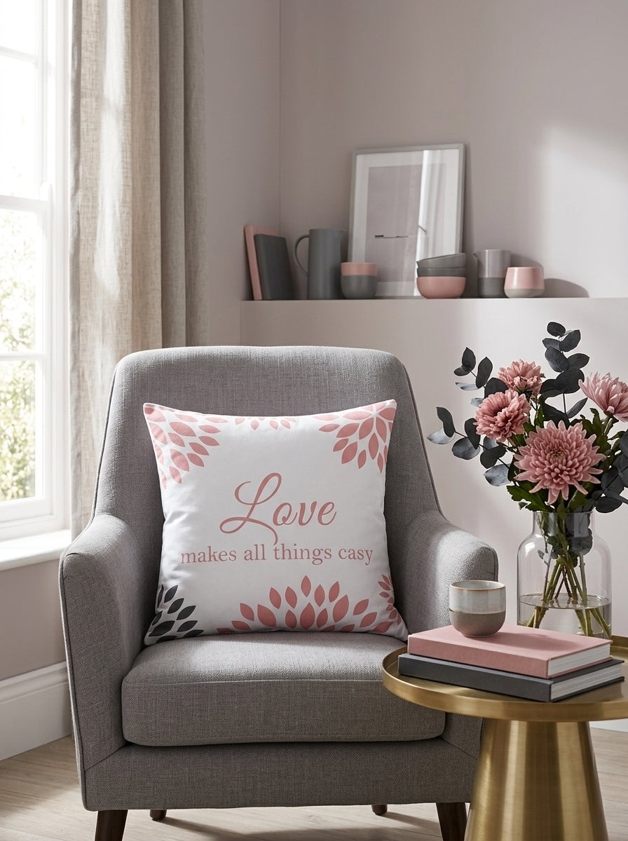 Pink Geometric & Typographic Cushion Covers