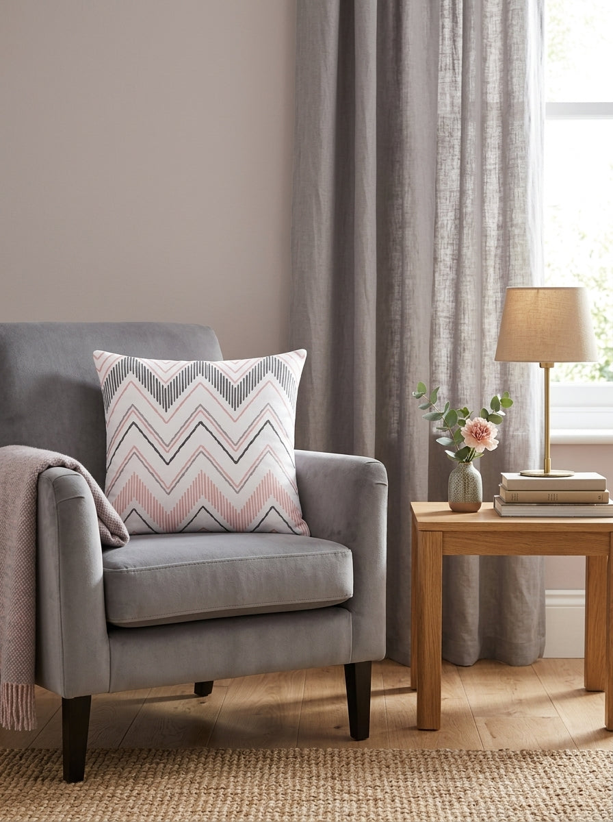 Pink Geometric & Typographic Cushion Covers