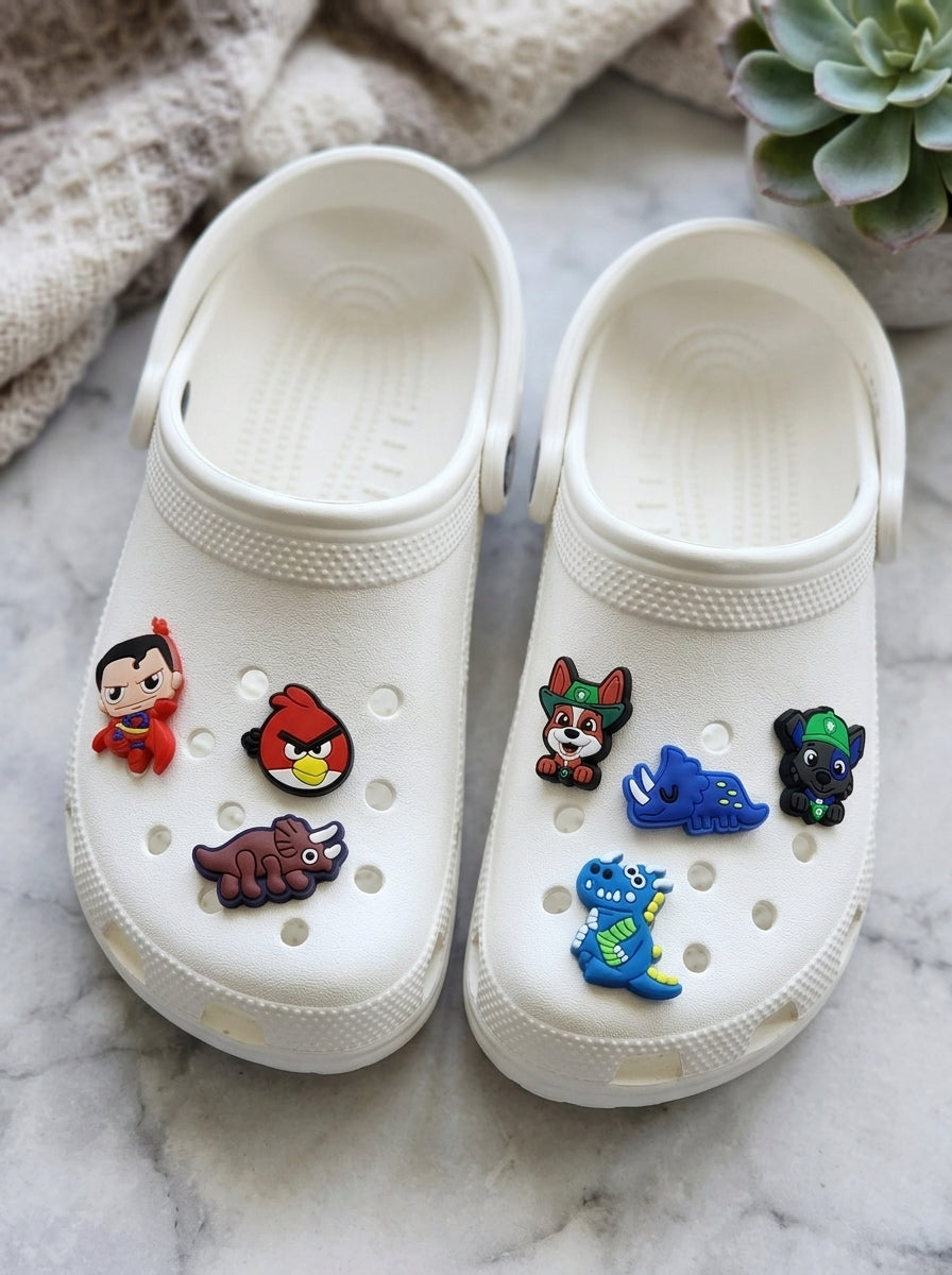 Crocs Character Charm Set – 7 Pieces (Superheroes, Dinosaurs & More)