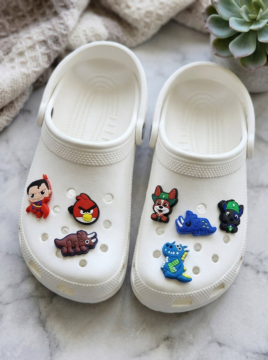 Crocs Character Charm Set – 7 Pieces (Superheroes, Dinosaurs & More)